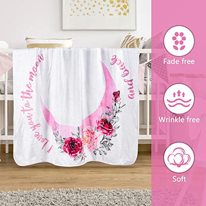  Baby Milestone Blanket - Monthly Milestone Blanket For Baby Girl - Custom Soft Fleece Photography Background - Personalized Newborn Growth Chart -Premium Floral Moon 60" X 40"