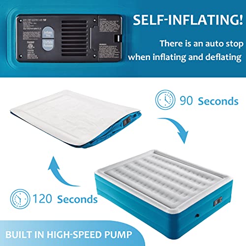  Queen Air Mattress Odor Free, Blow Up Mattress Built In Automatic Pump, Adjustable Double High Air Bed Inflatable To 18 Inches For Camping Travel Or Extra Bed, 78"x60"