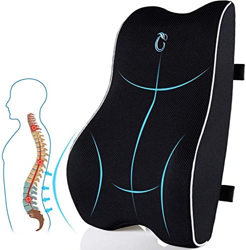  Lumbar Support Pillow For Office Chair, Memory Foam Back Cushion With Updated 3D Mesh Cover, Car Seat Back Pillows For Back Pain Relief, Ideal Back Pillow For Computer/Desk Chair, Car Seat, Etc.
