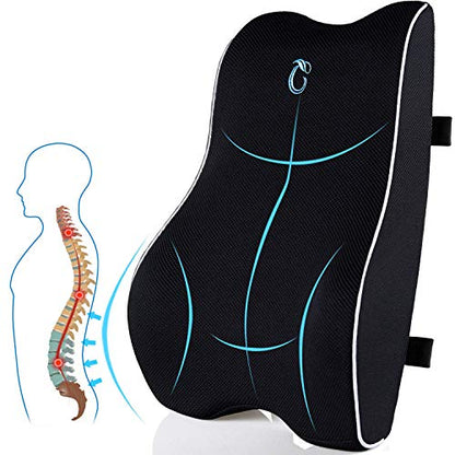  Lumbar Support Pillow For Office Chair, Memory Foam Back Cushion With Updated 3D Mesh Cover, Car Seat Back Pillows For Back Pain Relief, Ideal Back Pillow For Computer/Desk Chair, Car Seat, Etc.