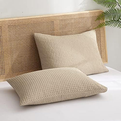  PHF Ultra Soft Waffle Weave Body Pillowcase 20" X 54", No Insert, Breathable & Skin-Friendly Body Pillow Sham With Zipper, Decorative Waffle Weave Body Pillow Cover, White
