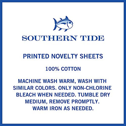  Southern Tide Home Tide Flamingos Cotton Sheet Set Twin White