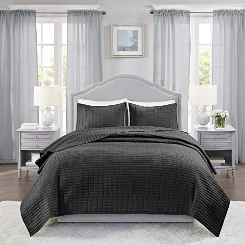  Comfort Spaces Kienna Quilt Set-Luxury Double Sided Stitching Design All Season, Lightweight, Coverlet Bedspread Bedding, Matching Shams, Twin/Twin XL(66"x90"), White,CS14-0263