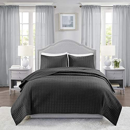  Comfort Spaces Kienna Quilt Set-Luxury Double Sided Stitching Design All Season, Lightweight, Coverlet Bedspread Bedding, Matching Shams, Twin/Twin XL(66"x90"), White,CS14-0263