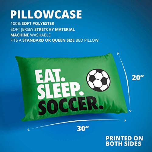  Eat. Sleep. Soccer. Pillowcase | Soccer Pillowcase Home Decor | Green