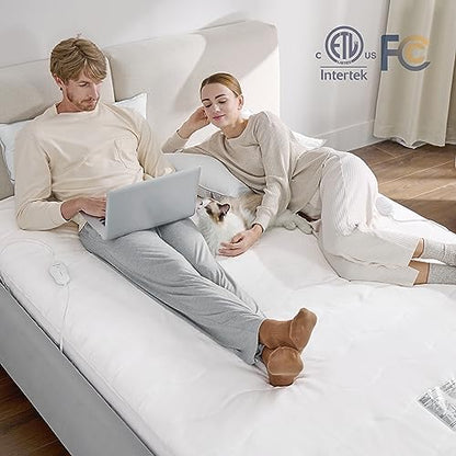  Bedsure Heated Mattress Pad Queen - Dual Controller Electric Mattress Pad Bed Warmer And 4 Heat Settings, Coral Fleece Bed Warmer With 10 Hour Timer Auto Shut Off (Queen, 60"x80")