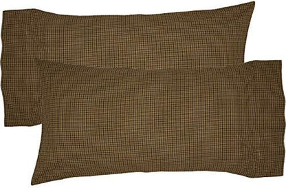  Tea Cabin Green Plaid King Pillow Case Set Of 2 21x40 Country Rustic Bedding Accessory, Moss Green