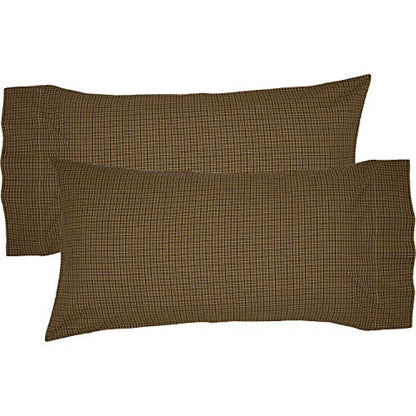  Tea Cabin Green Plaid King Pillow Case Set Of 2 21x40 Country Rustic Bedding Accessory, Moss Green