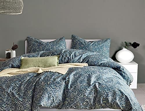  Bedding Duvet-Cover-Set, Queen Green Pine Pattern Cotton Luxury High Thread Soft Bedding Set,1 Duvet Cover And 2 Pillow Shams Comforter Cover-Set
