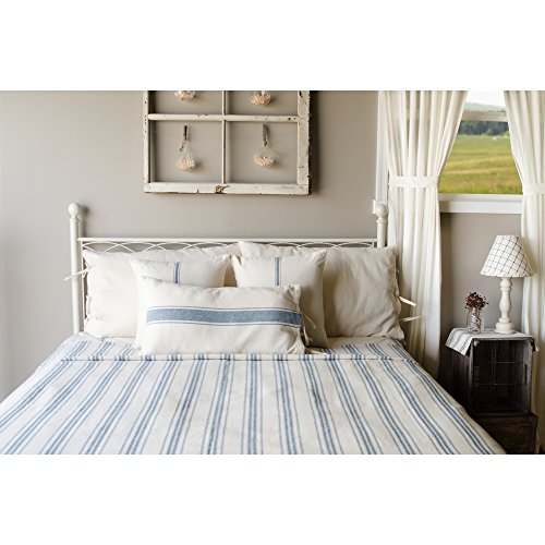  By Raghu 94x104 Queen, Grain Sack Stripe Colonial Blue-Cream Bed Cover,CQ165014