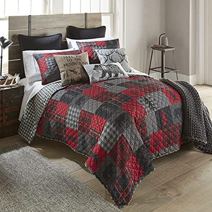  Full/Queen Bedding Set - 3 Piece - Green Forest Lodge Quilt Set With Full/Queen Quilt And Two Standard Pillow Shams - Fits Queen Size And Full Size Beds - Machine Washable
