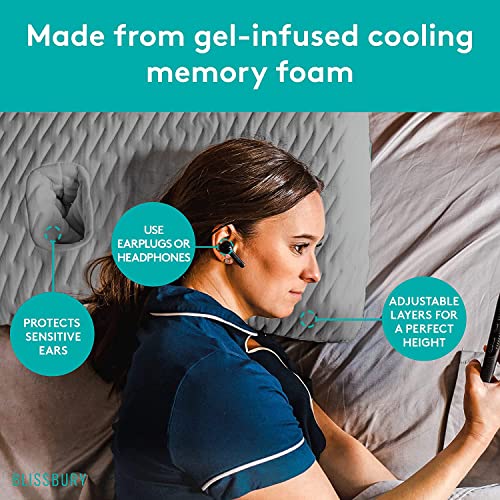  BLISSBURY Ear Pillow With Ear Hole For Sleeping With Sore Ear Pain | Piercing Pillow | Adjustable Memory Foam Pillow With Holes For Chondrodermatitis CNH | Ear Piercing Protection | Support Earplugs