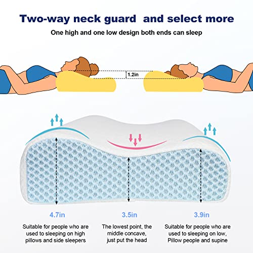  PKBD Queen Size Memory Foam Pillow With 2Pcs Pillowcases,Neck And Shoulder Pain Relief,Ergonomic Orthopedic Cervical Sleeping Pillow Neck Contour Support Bed Pillow For Side,Back And Stomach Sleepers
