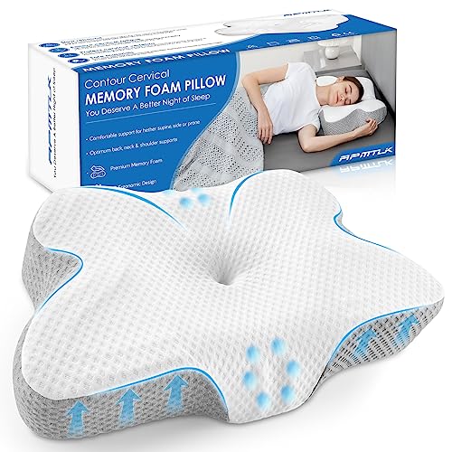  Cervical Pillow For Neck Pain Relief, Contour Memory Foam Neck Pillows, Ergonomic Orthopedic Sleeping Bed Support Pillow For Side Back Stomach Sleepers