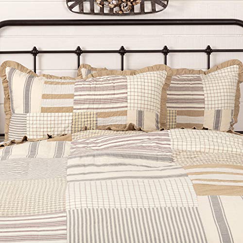  VHC Brands Boho & Eclectic Farmhouse Bedding-Grace White Sham, King (40488)
