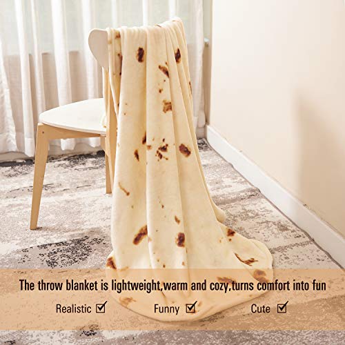  IBune 80 Inch Tortilla Blanket For Adults, Double Sided Round Tortilla Throw Blanket, Giant Wrap Blanket Funny Novelty Food Blanket Gift For Kids