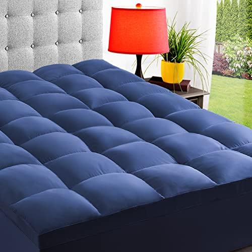  ELEMUSE Twin XL Cooling Mattress Topper For College Dorm, Thick Extra Long Twin Mattress Pad Cover For Back Pain, Plush Soft Pillowtop With Elastic Deep Pocket, Overfilled Down Alternative Filling