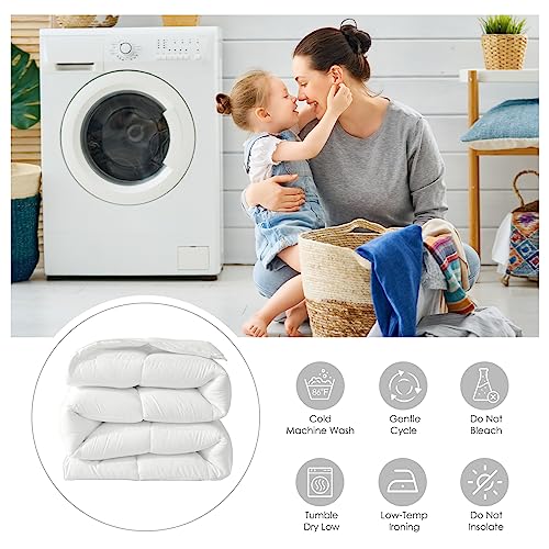  Homelike Moment Queen Comforter White Lightweight Duvet Insert - Down Alternative Comforters Queen Size, All Season Full Bed Duvet Inserts With Corner Tabs White