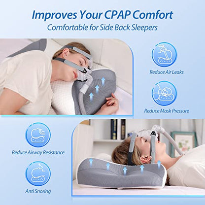  HOMCA CPAP Pillow, Memory Foam CPAP Pillow For Side Sleepers, Sleep Apnea Pillow For All CPAP Masks Users To Reduce Air Leaks & Masks Pressure, Cervical CPAP Pillow For Neck Pain Relief