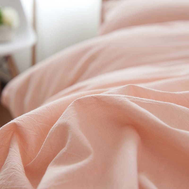  Ousehold 100% Cotton Duvet Cover 3 Piece Comforter Cover Set Simple Plaid With Zipper Closure (Pink, Queen)