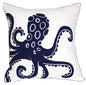  DECOPOW Embroidered Nautical Decor Pillow Cover,Square 18 Inches Decorative Canvas Pillow Cover For Nautical Style Deco By (Navy-Octopus)