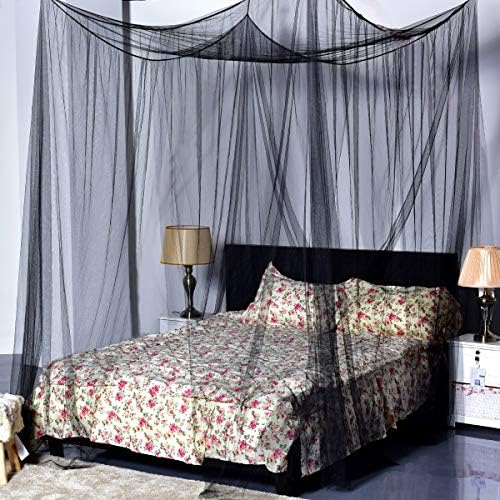  Mosquito Net, 4 Corner Post Bed Canopy, Quick And Easy Installation For King Size Beds Large Queen Size Bed Curtain (White)