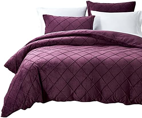  Pleated Velvet Duvet Cover Set King, 3PCS Flannel Comforter Cover Set For All Season, Ultra Soft Cozy Luxurious Velour Duvet Cover With Pillow Shams Bedding Collection, 106" X 92", Charcoal Grey