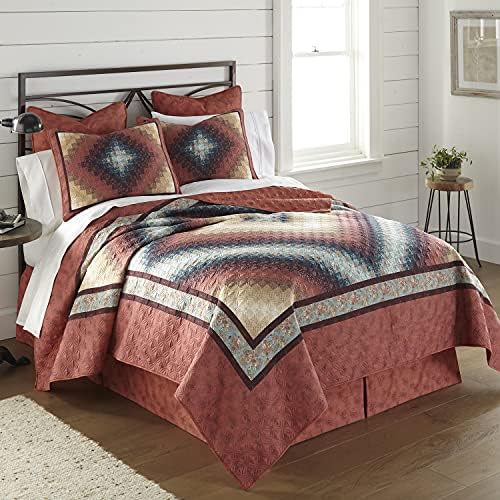  Donna Sharp Full/Queen Bedding Set - 3 Piece - Sea Breeze Star Contemporary Quilt Set With Full/Queen Quilt And Two Standard Pillow Shams - Machine Washable