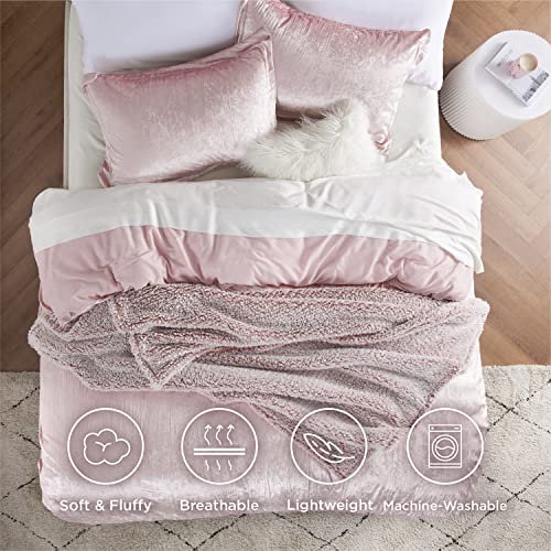  Bedsure Velvet Duvet Cover Set - Luxurious, Glossy Queen Duvet Cover Set, Pink Duvet Cover Queen With 2 Pillow Shams (Petal Pink, Queen, 90 X 90 Inches)
