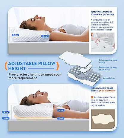  Osteo Cervical Pillow For Neck Pain Relief, Hollow Design Odorless Memory Foam Pillows With Cooling Case, Adjustable Orthopedic Bed Pillow For Sleeping, Contour Support For Side Back Stomach Sleepers