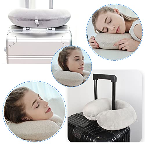  DUANY STORE Neck Pillow For Traveling, Upgraded Travel Neck Pillow For Airplane 100% Pure Memory Foam Travel Pillow For Flight Headrest Sleep, Portable Plane Accessories (Pink)