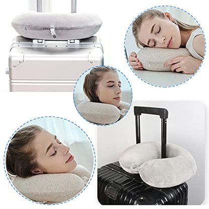  DUANY STORE Neck Pillow For Traveling, Upgraded Travel Neck Pillow For Airplane 100% Pure Memory Foam Travel Pillow For Flight Headrest Sleep, Portable Plane Accessories (Pink)
