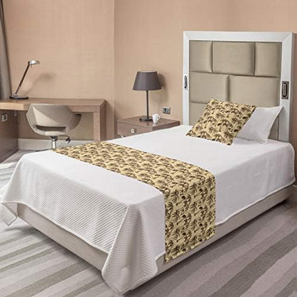  Ambesonne Mandala Bed Runner Set, Circular Pattern Floral And Modern Bohemian Swirling Artwork Print Art, Decorative Bedding Scarf And 2 Pillow Shams For Hotels Homes, King, Purple White