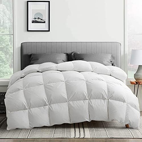  Puredown® Goose Feather Down Comforter Twin Size, All Season Medium Warmth Duvet Insert, Luxury Hotel Collection Bedding Comforters, Ultra Soft 100% Cotton Cover Shell(68x90,Dark Grey)
