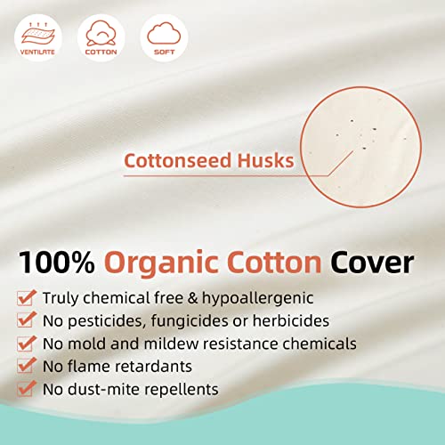  USlixury Adjustable Buckwheat Pillow - Bolster Pillow With An Organic Pillow Cover(17x4 In), Cervical Neck Support Pillow For Neck Pain Relief, Breathable Cooling Pillow For Back And Side Sleepers