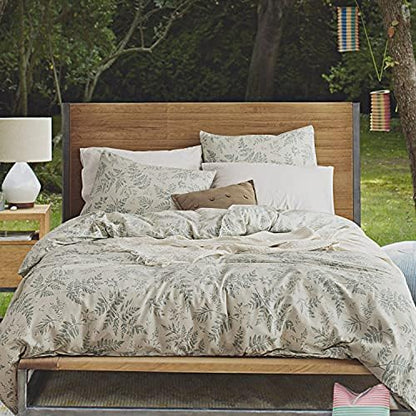  ECOCOTT Duvet Cover Queen, 100% Natural Cotton 1 Duvet Cover +2 Pillowcases Bedding Set,Navy And Cosmic Constellation Reversible Printed Pattern Soft Cozy Breathable And Durable Duvet Cover Set