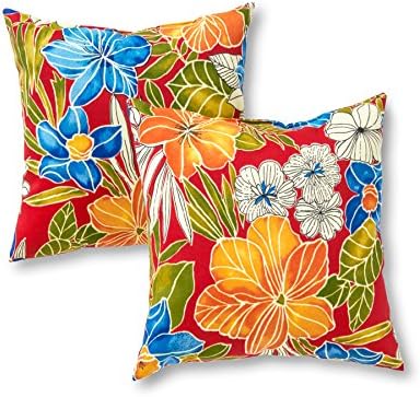  Greendale Home Fashions Outdoor 17-inch Square Throw Pillow, Set Of 2, Coral Stripe 2 Count