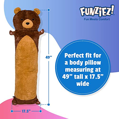  Funziez! Teddy Bear Body Pillow Case - Brown Novelty Animal Pillowcase