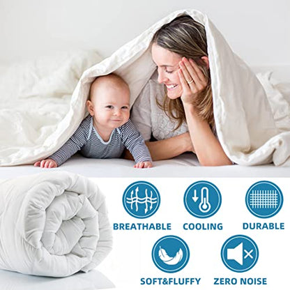  All Season Queen Comforter Cooling Down Alternative Quilted Duvet Insert With Corner Tabs,Winter Warm Hotel Comforter,Machine Washable-88 X 88 Inches,White