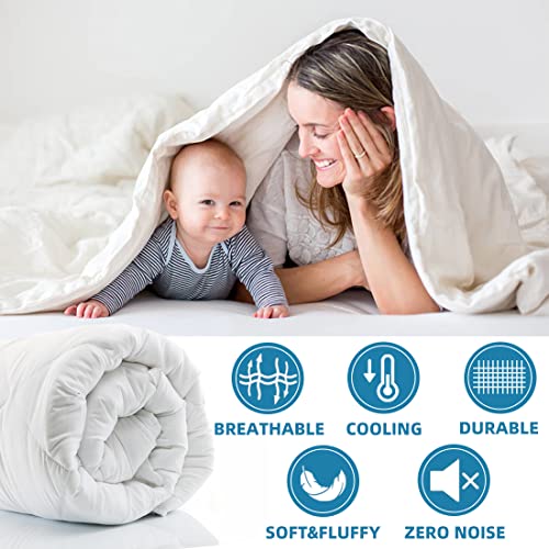  All Season Queen Comforter Cooling Down Alternative Quilted Duvet Insert With Corner Tabs,Winter Warm Hotel Comforter,Machine Washable-88 X 88 Inches,White
