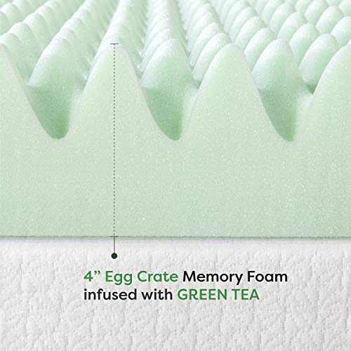  Best Price Mattress 4 Inch Egg Crate Memory Foam Mattress Topper With Calming Green Tea Infusion, CertiPUR-US Certified, Twin XL