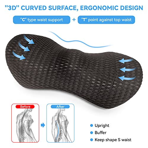  Greetmirth Lumbar Support Pillow, Lumbar Pillow For Car And Office Chair, Memory Foam Back Pillow For Lower Back Pain Relief, Lower Back Pillow, Lumbar Support For Sleeping, Rest, Drive