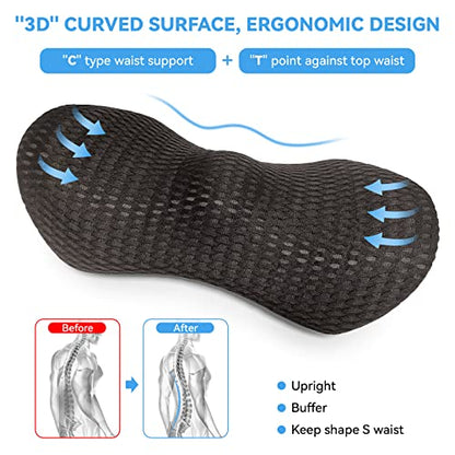  Greetmirth Lumbar Support Pillow, Lumbar Pillow For Car And Office Chair, Memory Foam Back Pillow For Lower Back Pain Relief, Lower Back Pillow, Lumbar Support For Sleeping, Rest, Drive