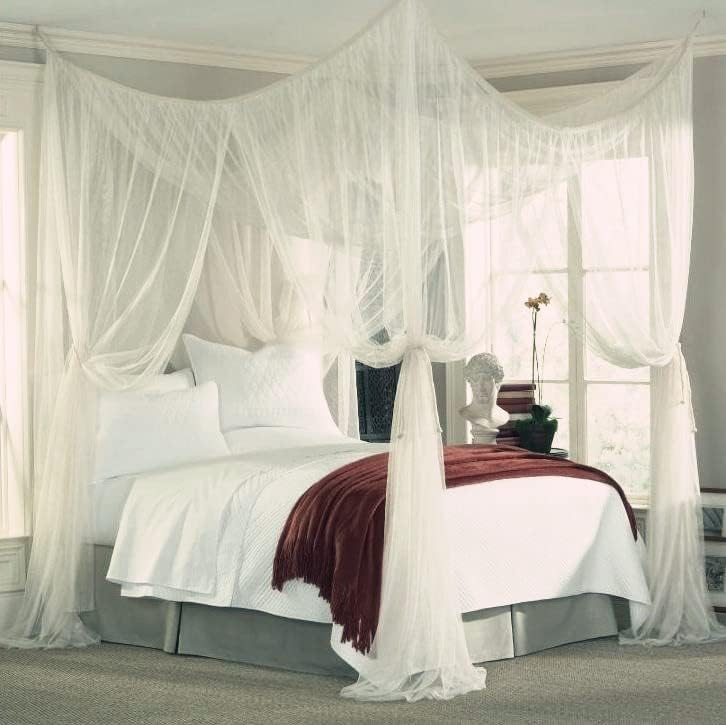  Mosquito Net Bed Canopy For Girls, Elegant Canopy Bed Curtains From Ceiling, Easy To Install, Dome Mosquito Netting For Single To Adult Size Beds, Home & Camping Use, White