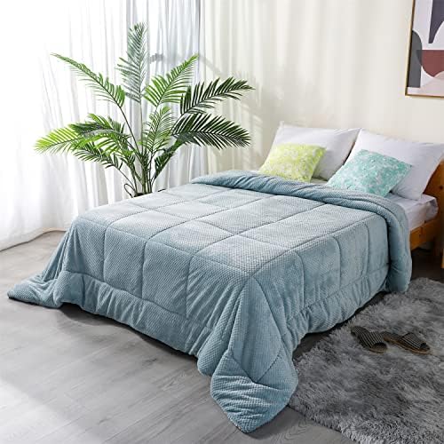  Luxurious Flannel Fleece Comforter With Plush Sherpa Back- Twin Size Bedding Coverlet-Textured Faux Fur Blanket-Machine Washable-Winter Warmth(68X90”, Rose), Twin/Twin XL