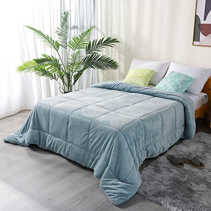  Luxurious Flannel Fleece Comforter With Plush Sherpa Back- Twin Size Bedding Coverlet-Textured Faux Fur Blanket-Machine Washable-Winter Warmth(68X90”, Rose), Twin/Twin XL