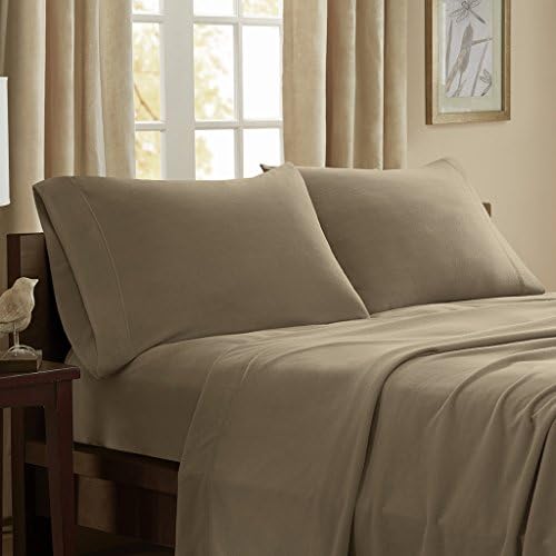  Peak Performance 3M Scotchgard Micro Fleece Bed Sheet Set Wrinkle And Stain Resistant, Soft Plush Sheets With 14" Deep Pocket, Cold Season Cozy Bedding-Set, Matching Pillow Case, Queen, Grey, 4 Piece