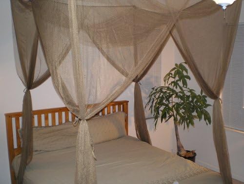 OctoRose 4 Poster Bed Canopy Netting Functional Mosquito Net, Red