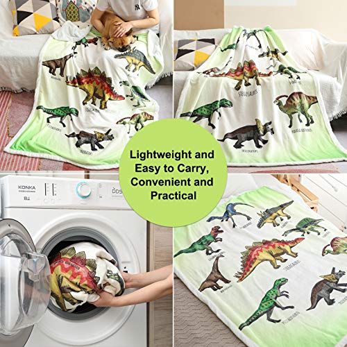  Dinosaur Throw Blanket, Dino Plush Fleece Kids Blanket Soft Cozy Cartoon Blankets With Jurassic Dinosaurs For Boys Gift For Kids Adults (Dinosaur 1, 50" X 60")