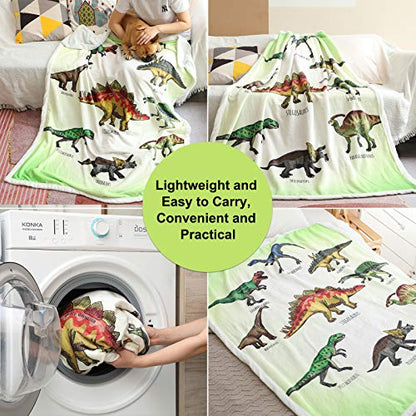  Dinosaur Throw Blanket, Dino Plush Fleece Kids Blanket Soft Cozy Cartoon Blankets With Jurassic Dinosaurs For Boys Gift For Kids Adults (Dinosaur 1, 50" X 60")